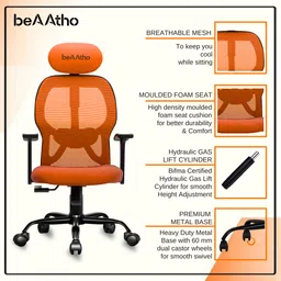 beaatho Leo High Back Ergonomic Revolving Nylon Office Executive Chair image 4