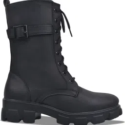 Padchin Womens's Ankle-Length Lace-Up Black Boots with Block Heel Boots For Women image 4