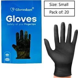 gloveskart Black Nitrile Gloves(Size: Small)(Pack of 20 Pieces),Exact Quantity,Powder Free Wet and Dry Glove Set-picture-21