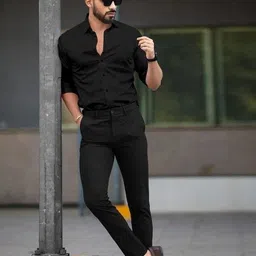 jessnx Men Regular Fit Solid Spread Collar Casual Shirt image 3