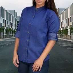 houseofcommon Women Regular Fit Solid Button Down Collar Casual Shirt image 2