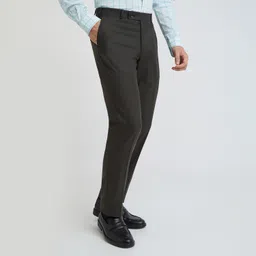 park avenue Men Regular Fit Grey Viscose Rayon Trousers image 2