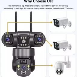 OneXsale 4G SIM 3 Lens Camera Solar Powered Bullet+ PTZ Control TwoWay Audio Night Vision Security Camera image 4