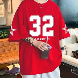 meg Men Graphic Print Round Neck Cotton Blend Red T-Shirt-picture-18