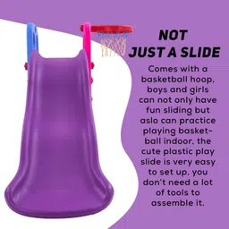 baybee Folding Slide and Basketball Stand Set | First Slide Plastic Play Climber | Basketball Hoop Adjustable Height | Junior Play Indoor Outdoor Portable for Toddler, Kids | Toy Suitable Kids For 1 To Up Boys & Girls ( Blue ) image 4