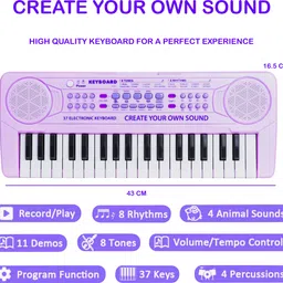 parteet Keyboard Piano with 37 Keys for Kids, Musical Instrument Gift Toys, Keyboard image 4