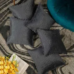 hosta homes Grey Velvet Abstract 16X16 Inches Cushion Covers (Pack of 5)-picture-24