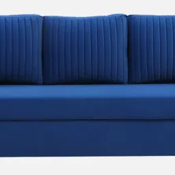 casacraft from pepperfry Clifton Velvet Fabric Sofa Cum Bed With Storage in Royal Blue Color image 4