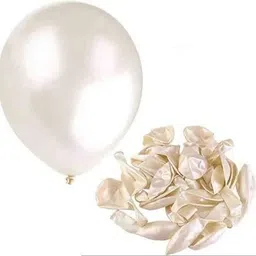 party gliters Solid Latex Metallic Balloons (Pack of 50) WHITE Balloon-picture-19