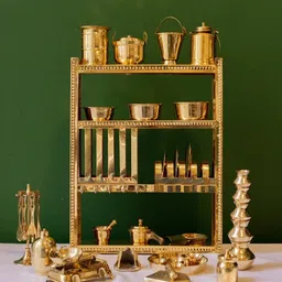 zishta Brass Miniature Kitchen Set | Toy Set | Home Decor | 41 Miniature Pieces-picture-14