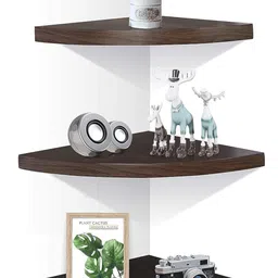 lifedecor Wooden Wall Mount Floating Wall Corner Rack Shelves for Living Room Bed Room MDF (Medium Density Fiber) Wall Shelf-picture-27