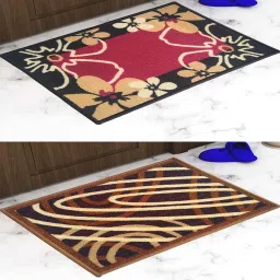 Multicolor Abstract Nylon 14x22 Inches AntiSkid 2 Door Mats By Athom Living image 1