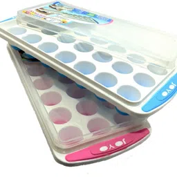 joyo Popup Ice Cube Tray with Flexible Silicon Bottom and Over Lid Blue, Pink Plastic, Silicone Ice Cube Tray-picture-22