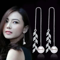 myki Stylish Marquis Design Long Hanging Earrings For Women & Girls Swarovski Zirconia Sterling Silver Drops & Danglers-picture-14