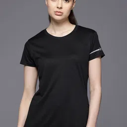 hrx by hrithik roshan Women Solid Round Neck Polyester Black T-Shirt-picture-13