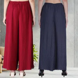 irha Pack of 2 Women Regular Fit Multicolor Viscose Rayon Trousers image 2