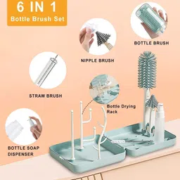 tony stark 6-in-1 Silicone Travel Bottle Cleaner Kit Includes Baby Feeding Bottle Brush, image 2