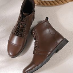 Roadster Men Tan Faux Leather Casual Lace Up Boots Boots For Men-picture-11