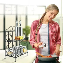 aestheticattic Containers Kitchen Rack 2-Tier Iron Kitchen Storage Rack Organizer Iron image 4