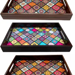 Wooden tray mandala print|Serving Tray|Multipurpose Tray|AHS-TRAY456 Tray-image-36