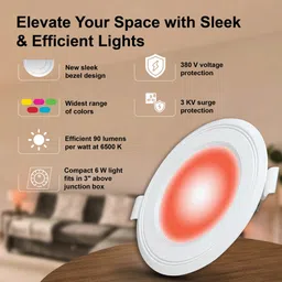 havells Luna 6W Round Downlight High Voltage Protection Upto 4KV Pack Of 2 Junction Box Ceiling Light Ceiling Lamp image 3