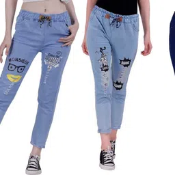 houseofcommon Women Regular Mid Rise Blue, Dark Blue, Light Blue Jeans image 1