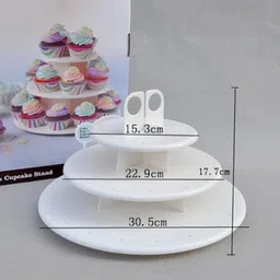 bosig 3-Tier Display Cupcake Stand for Holding 42 Cake Pops and 21 Cupcakes, Multicolour Plastic Cake Server (White) Plastic Cake Server image 3