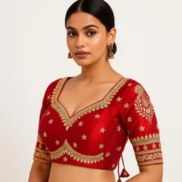 anjalisaree V-Neck Women Blouse-picture-14