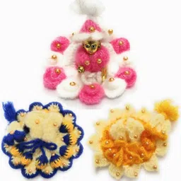 swa mi Size 2 No.(6inch) Ladoo Gopal Woolen Dress (Pack of 3) Moti Design,handmade by village women's Laddu Gopal Winter Dress (Wool) Dress-picture-13