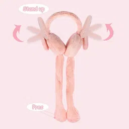 ablue clipper Multi Moving Ears Air Pump Earmuff for Girls/Women Winter Cute Furr Design Ear Muff image 2