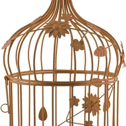 flipkart smartbuy Copper Bird Cage with Floral Vine (Set of 2), with Hanging Chain Iron Tealight Holder Set image 2