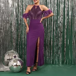 street9 Women A-line Purple Maxi/Full Length Dress image 1