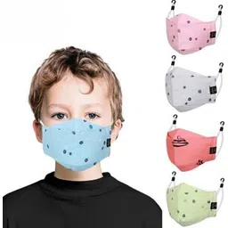 cenwell Kids 3D Mask Reusable, Washable, Breathable & Comfortable Stylish Face Mask with Adjustable Earloops for Boys Girls Children Gift, Cute Designer Fabric Mask, (Pack of 5) image 1