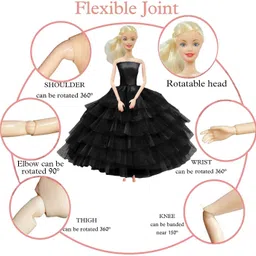 babro Full Foldable Doll with Black Frock, 4 Doll Dresses, 3 Pair Doll Socks and 1 Bag image 2