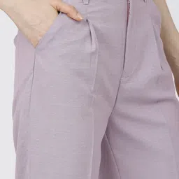 tokyo talkies Women Tapered Purple Cotton Blend Trousers image 4