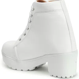 yuggi Women’s Lace-Up Mid Ankle Boots with Block Heel and Stud Ring Detail Boots For Women image 4