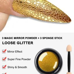 nailwind Chrome Nail Powder Set, Gold, Silver,Coper,Pink Reflective Glitter Metallic image 3