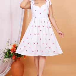 verby Women A-line White Knee Length Dress image 1