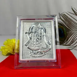 devlink 999 Silver Radha Krishna Divine Photo Frame for Home, Gift & Car Dashboard- 80g Decorative Showpiece-11 cm image 2