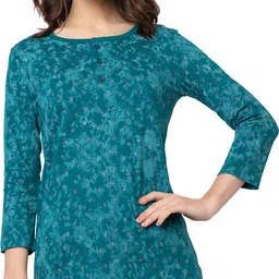star touch Women Printed Round Neck Cotton Blend Green T-Shirt-picture-12