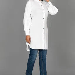 myorica Women Regular Fit Solid Spread Collar Casual Shirt image 3