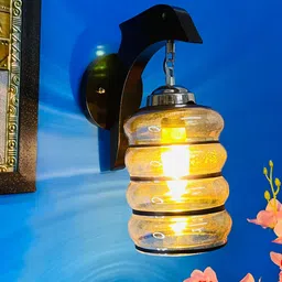 foziq Gold Wooden Novelty Wall Light (Black) image 1