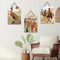 artvibes Royal Rajasthan Wooden Wall Hanging Artwork (WH_96121N) Pack of 3 image 2