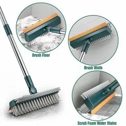 aquabucket bathroom tiles cleaning brush long handle:: brush for cleaning:: Plastic Wet and Dry Broom image 1