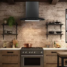 faber Hood Sydney FL SC AC BK 60 Auto Clean Curved Glass 60 cm| Touch & Gesture Control| Autoclean| Filterless|Powerful suction| Low Noise Wall Mounted Black 1200 CMH Chimney image 4