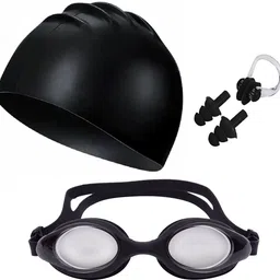 the morning play BLACK SWIMMING KIT WITH CAP GOGGLE NOSE PLUG EAR PLUG Swimming Kit-picture-12
