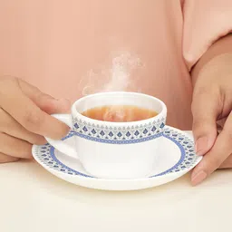 larah by borosil Pack of 8 Opalware Ocean Tea/Coffee, Bone Ash Free Crockery Set Ideal For Daily Use & Gifting image 2