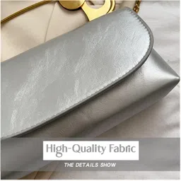 tlismi Silver Women Hand-held Bag Creative & Stylish Metal Safety Pin Design Cross-body Metal Chain Sling Bag image 3