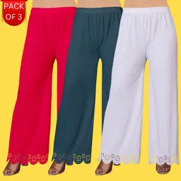 kiran impex Pack of 3 Women Straight Fit Multicolor Lycra Blend Trousers-picture-37