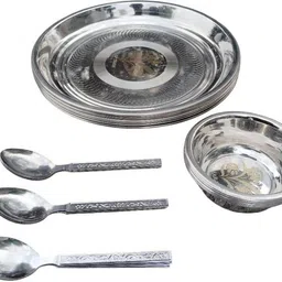 gptrade Dinner Set includes 9pcs dining set (3Plates| 3Bowls |3Spoons) Dinner Plate image 4